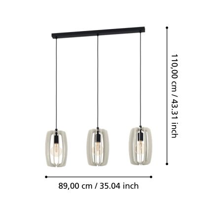 Eglo - Hanglamp aan kabel 3xE27/40W/230V crème