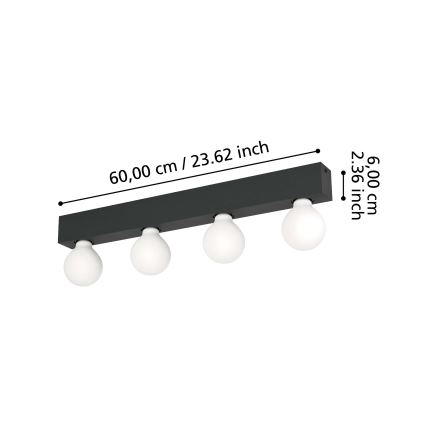 Eglo - Wandlamp 4xE27/40W/230V zwart