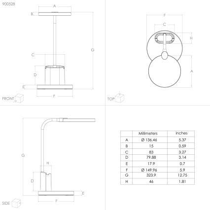 Eglo - Lampe de table à intensité variable LED/2,1W/5V 1500 mAh noir