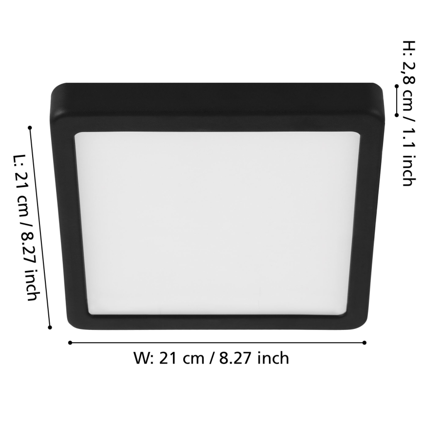 Eglo - Plafonnier LED dimmable LED/17W/230V noir 21x21 cm