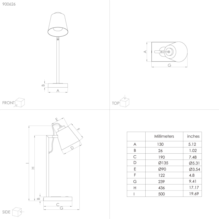 Lampe de table Lacey, Eglo, Noir