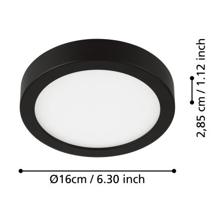 Eglo - LED Badkamer plafondlamp LED/11W/230V IP44 zwart