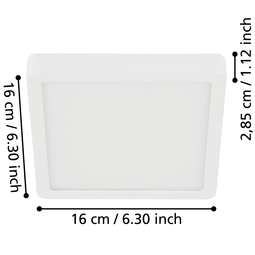 Eglo - LED badkamerplafondlamp LED/11W/230V IP44 wit 16x16 cm