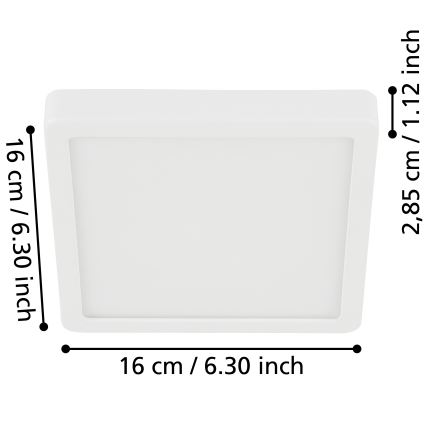 Eglo - Plafonnier LED pour salle de bains LED/11W/230V IP44 blanc 16x16 cm
