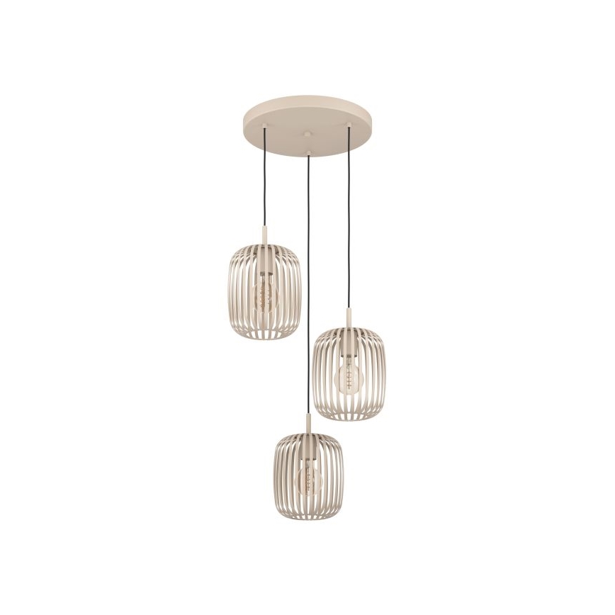 Eglo - Hanglamp aan een koord 3xE27/40W/230V beige