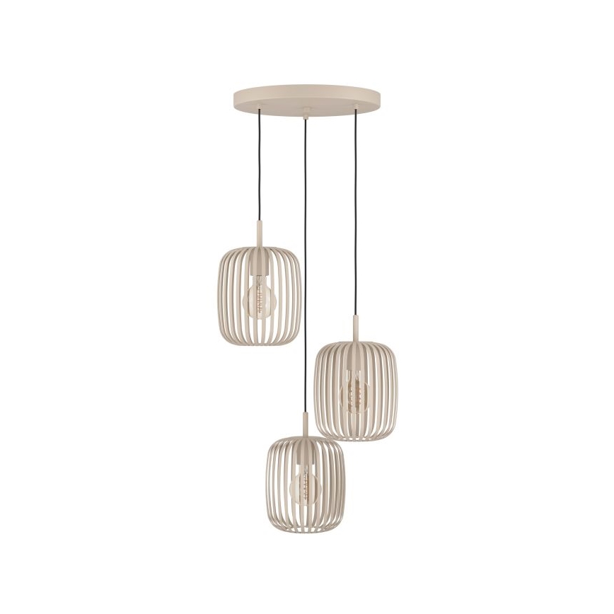 Eglo - Hanglamp aan een koord 3xE27/40W/230V beige