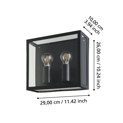 Eglo - Wandlamp voor buiten 2xE27/40W/230V IP44