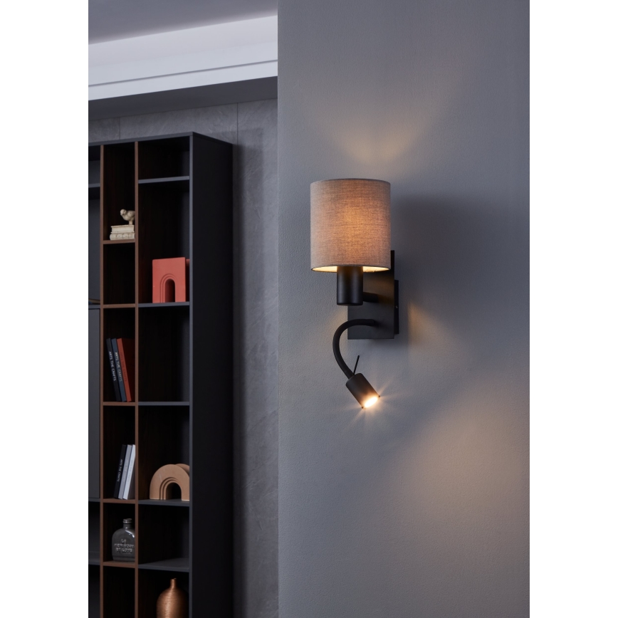 Eglo - LED wand verlichting 1xE27/40W/230V + LED/3,8W bruin