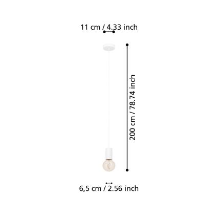 Eglo - Suspension filaire 1xE27/40W/230V blanc