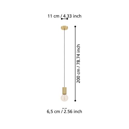 Eglo - Hanglamp aan een koord 1xE27/40W/230V goud