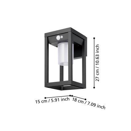 Eglo - LED Solar wandlamp met sensor LED/3,7W/3,7V IP44