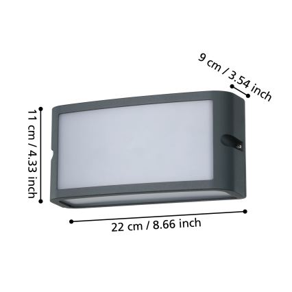 Eglo - LED Wandlamp voor buiten LED/10,5W/230V antraciet IP54