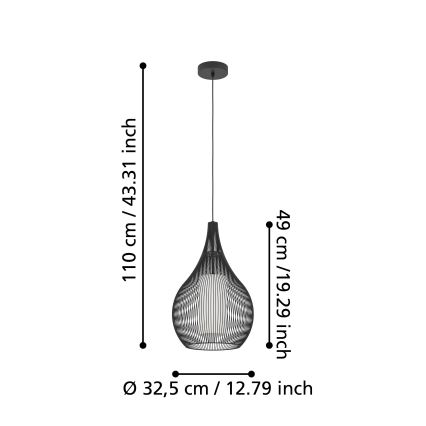 Eglo - Hanglamp aan een koord 1xE27/40W/230V zwart