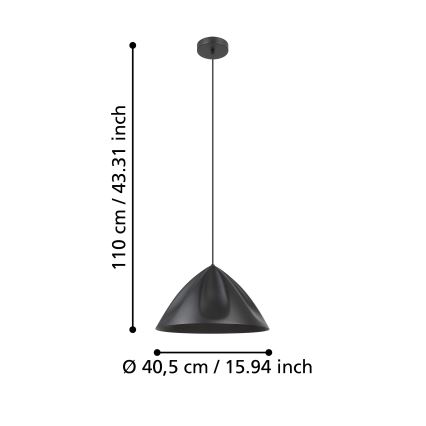 Eglo - Hanglamp aan een koord 1xE27/40W/230V zwart