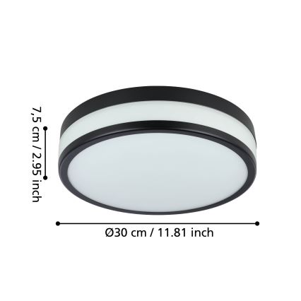 Eglo - Plafonnier LED salle de bain LED/17,1W/230V IP44 noir