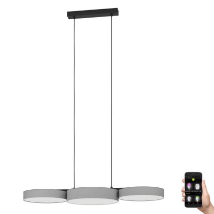 Eglo - LED RGBW Dimbare hanglamp aan een koord 3xLED/7,5W/230V 2700-6500K grijs