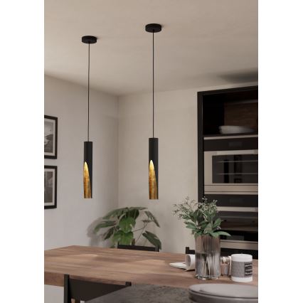 Eglo - LED Hanglamp aan een koord 1xGU10/4,5W/230V zwart/goud