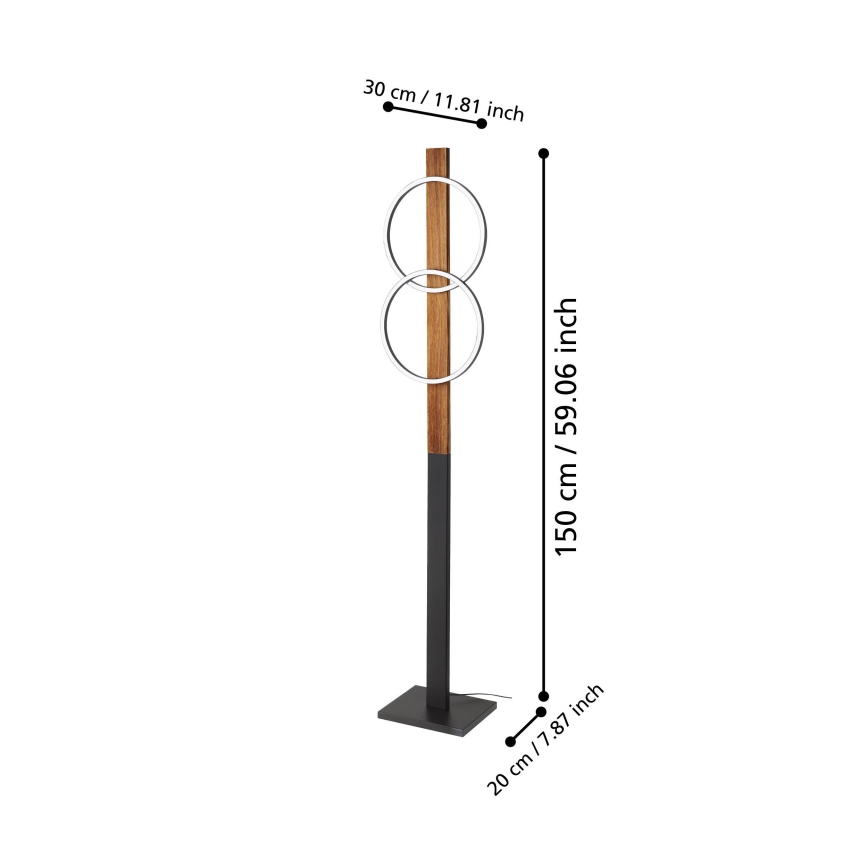 Eglo - Staande LED Lamp 2xLED/12W/230V 3000K bruin/zwart