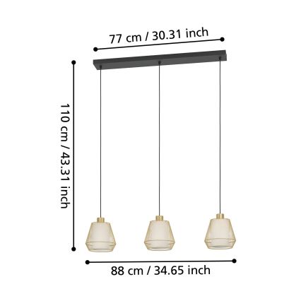 Eglo - Hanglamp aan een koord 3xE27/40W/230V