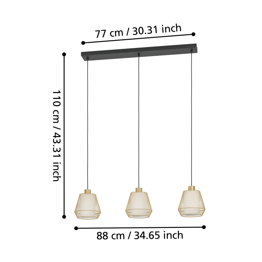 Eglo - Hanglamp aan een koord 3xE27/40W/230V