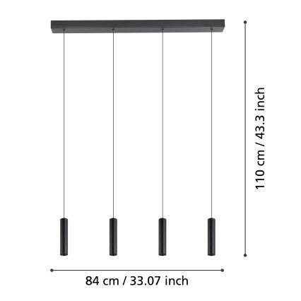 Eglo - Suspension filaire à intensité variable LED 4xLED/5,4W/230V