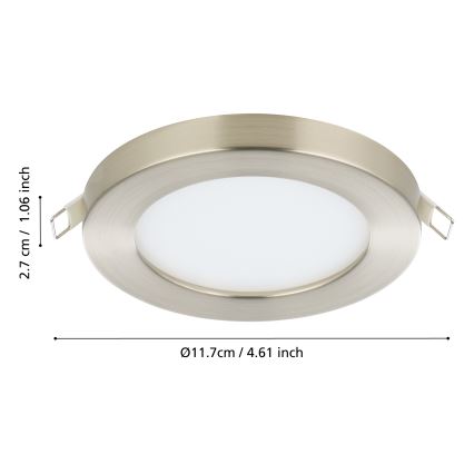 Eglo - Plafonnier encastré LED/5,5W/230V 3000K chrome mat Ø 11,7 cm