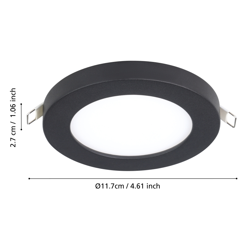 Eglo - LED inbouwspot LED/5,5W/230V 4000K zwart Ø 11,7 cm