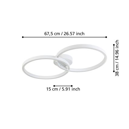 Eglo 900954 - Plafonnier LED RGBW à intensité variable LED/19,5W/230V 2700-6500K blanc + télécommande