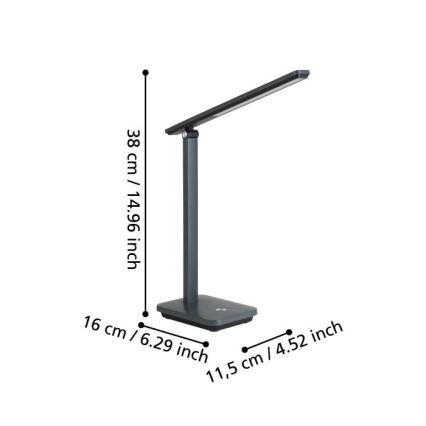 Eglo - LED Dimbare oplaadbare tafellamp LED/3,6W/5V 1800mAh grijs