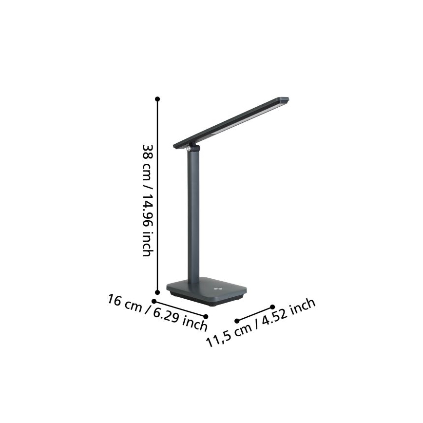 Eglo - LED Dimbare oplaadbare tafellamp LED/3,6W/5V 1800mAh grijs