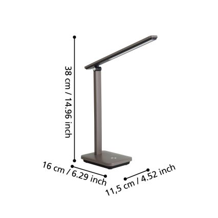 Eglo - LED Lampe de table à intensité variable rechargeable LED/3,6W/5V 1800mAh marron