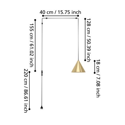 Eglo - Hanglamp aan een koord 1xE27/40W/230V