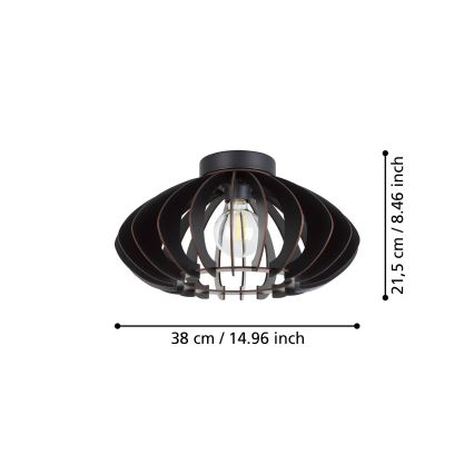 Eglo - Plafonnier 1xE27/40W/230V d. 38 cm noir