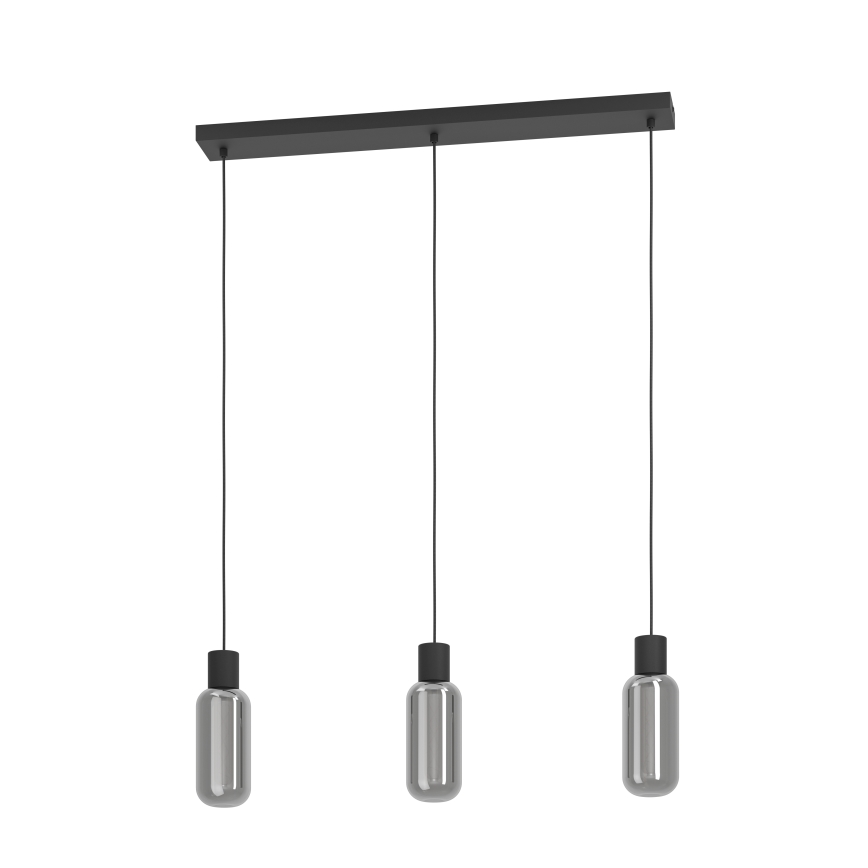 Eglo - Suspension sur câble 3xE27/4W/230V noir/fumé