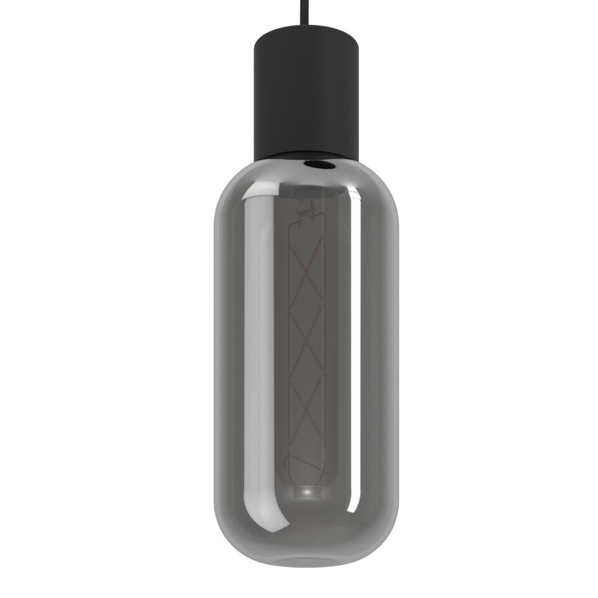 Eglo - Suspension sur câble 6xE27/4W/230V noir/fumé
