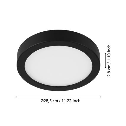 Eglo - Plafonnier LED avec capteur, 20,5 W / 230 V, 3000 K, noir, Ø 28,5 cm