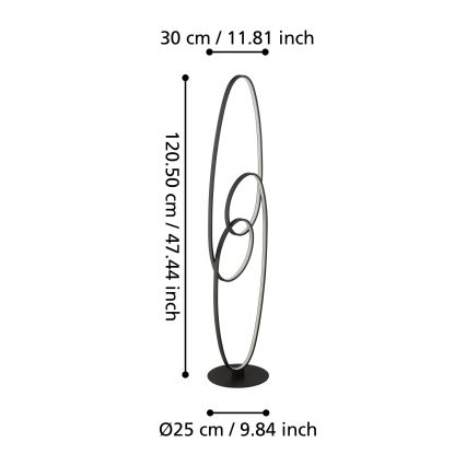 Eglo - Staande LED Lamp LED/38W/230V 3000K zwart