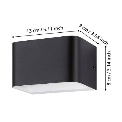 Eglo - LED wand verlichting LED/6W/230V 3000K zwart