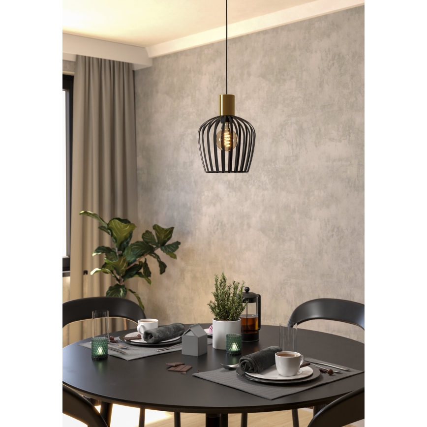 Eglo - Hanglamp aan een koord 1xE27/40W/230V zwart/goud