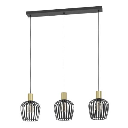 Eglo - Hanglamp aan een koord 3xE27/40W/230V zwart/goud