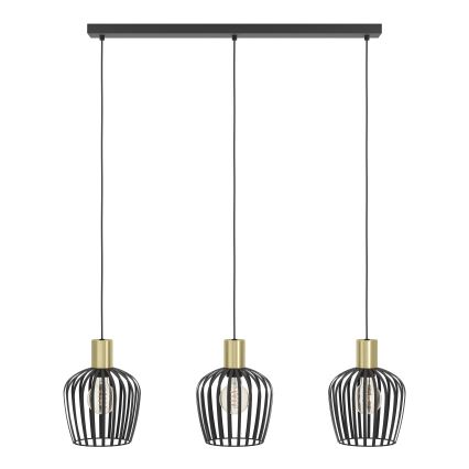 Eglo - Hanglamp aan een koord 3xE27/40W/230V zwart/goud