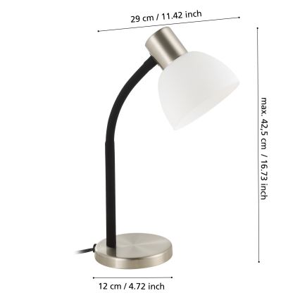 Eglo - Lampe de table 1xE14/25W/230V noir/chrome mat