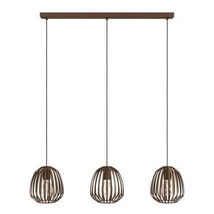 Eglo - Hanglamp met kabel 3xE27/40W/230V bronskleurig