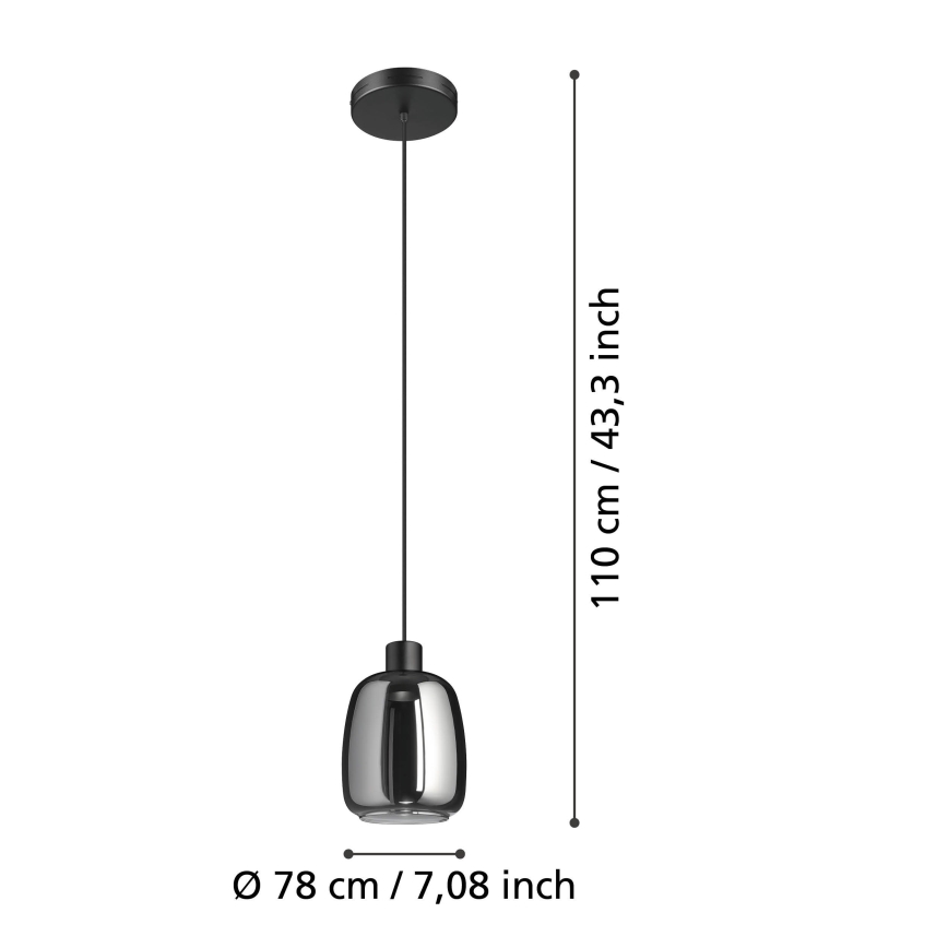 Eglo - LED RGBW Dimbare hanglamp aan een koord LED/3,7W/230V 2700-6500K zwart ZigBee