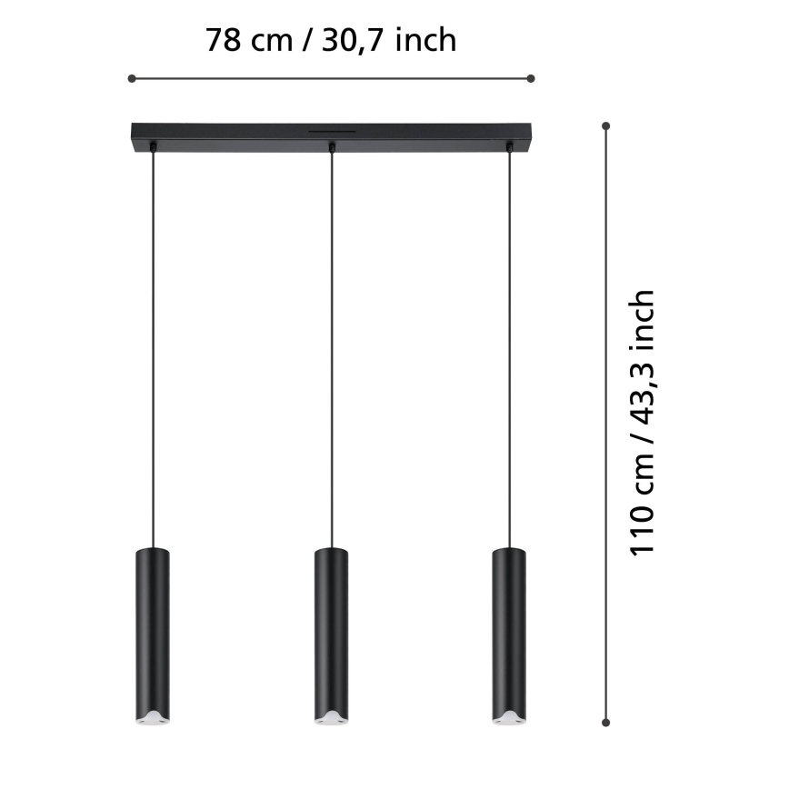 Eglo - Suspension filaire RGBW à intensité variable 3xLED/3,7W/230V 2700-6500K noir