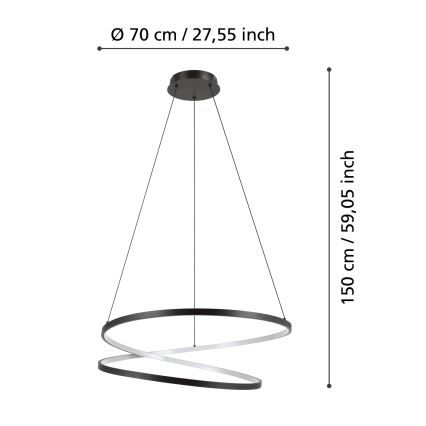 Eglo - Suspension filaire LED/42W/230V 3000K noir