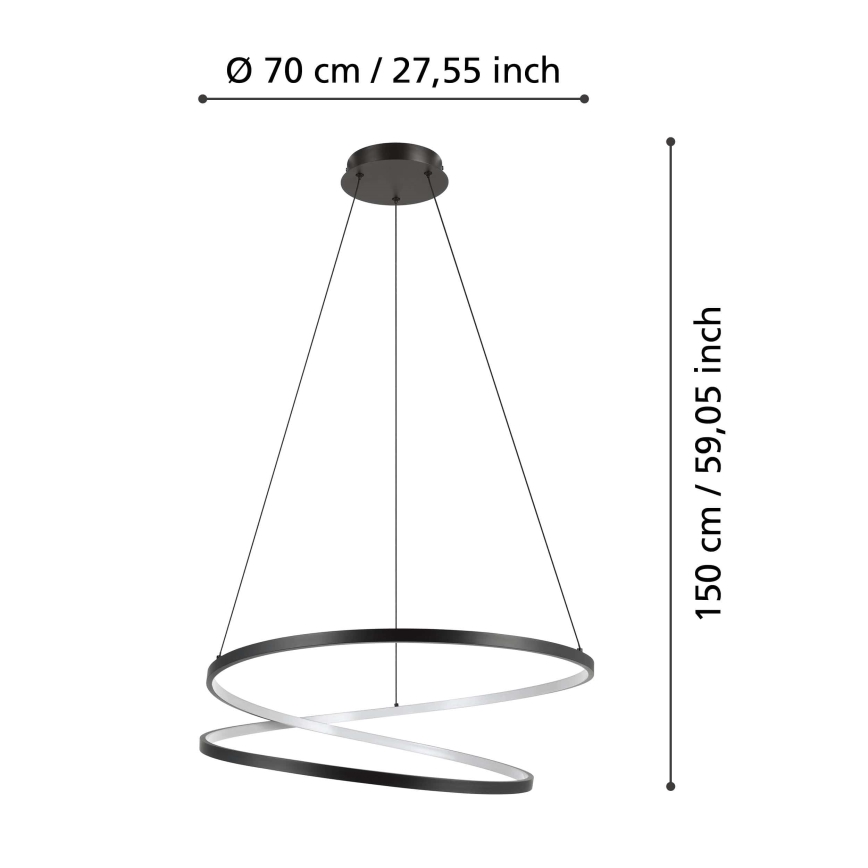 Eglo - Suspension filaire LED/42W/230V 3000K noir
