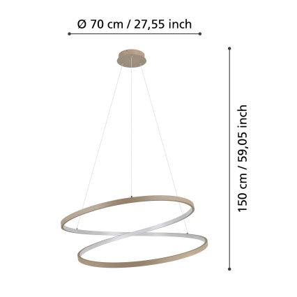 Eglo - Suspension filaire LED/42W/230V 3000K beige