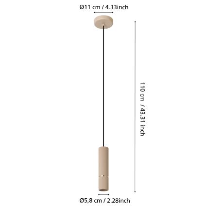 Eglo - LED Hanglamp aan een koord 1xGU10/5W/230V 3000K beige