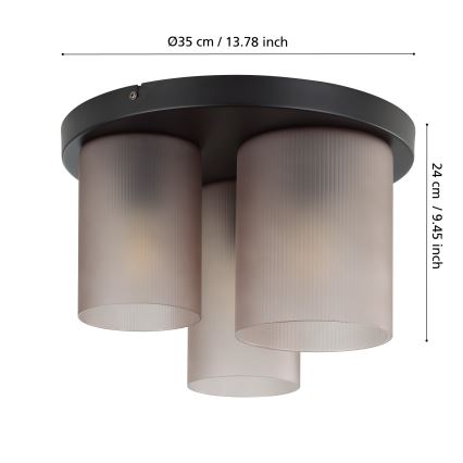 Eglo - Plafondlamp 3xE27/40W/230V grijs